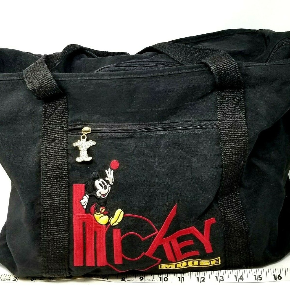 Micky Mouse Disney Tote Bag Black Zipper Travel